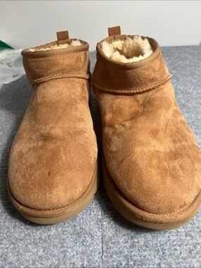 UGG Men's Suede Shearling Cuff Boots - Chestnut